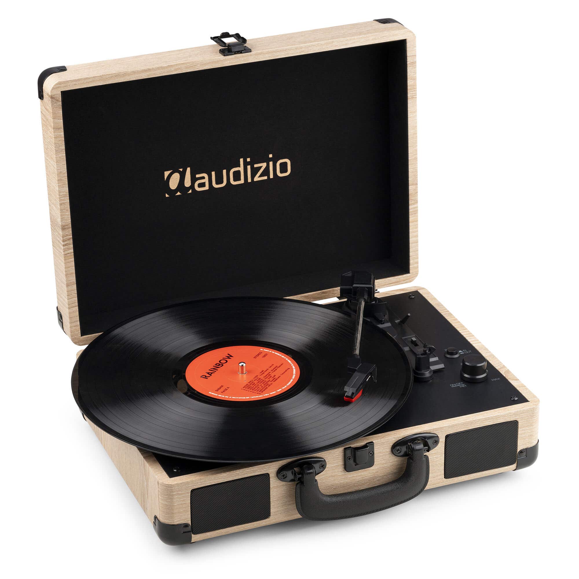 Retourdeal - Audizio RP116LW retro platenspeler met Bluetooth in/out - Platenspeler in koffer - Lichtbruin