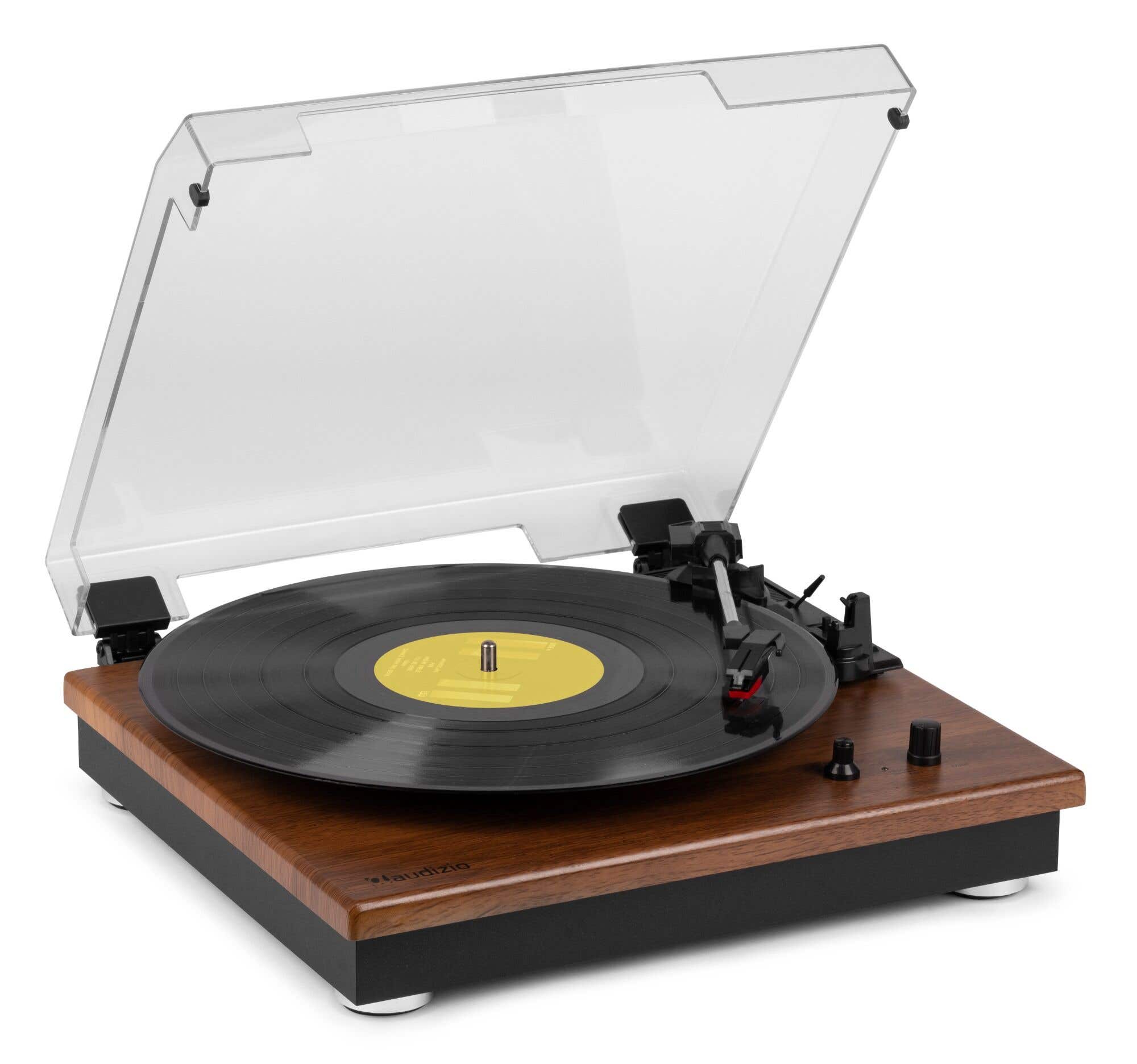 Audizio RP112L platenspeler met Bluetooth IN/OUT en ingebouwde speakers - Lightwood