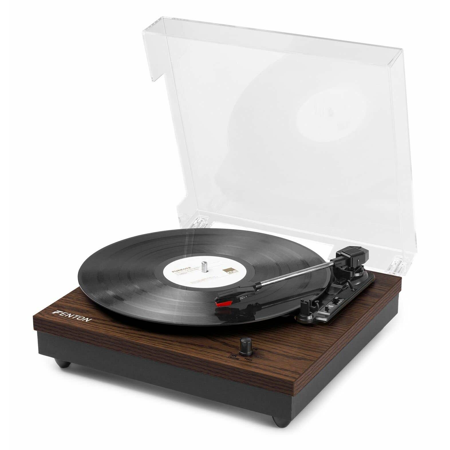 Fenton RP112D platenspeler met Bluetooth en ingebouwde speakers - Darkwood