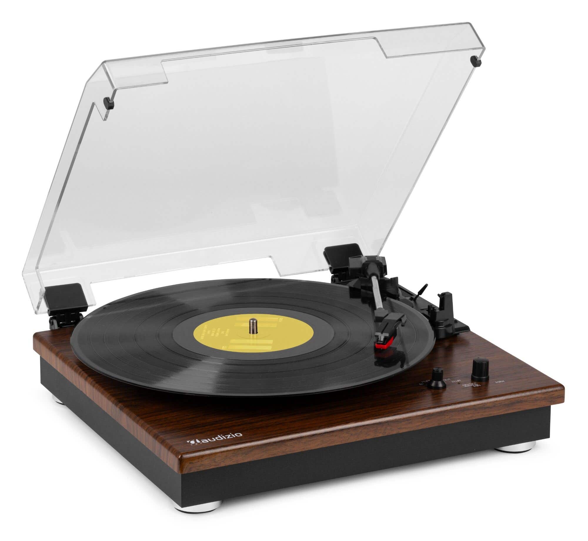 Audizio RP112D platenspeler met Bluetooth IN/OUT en ingebouwde speakers - Darkwood