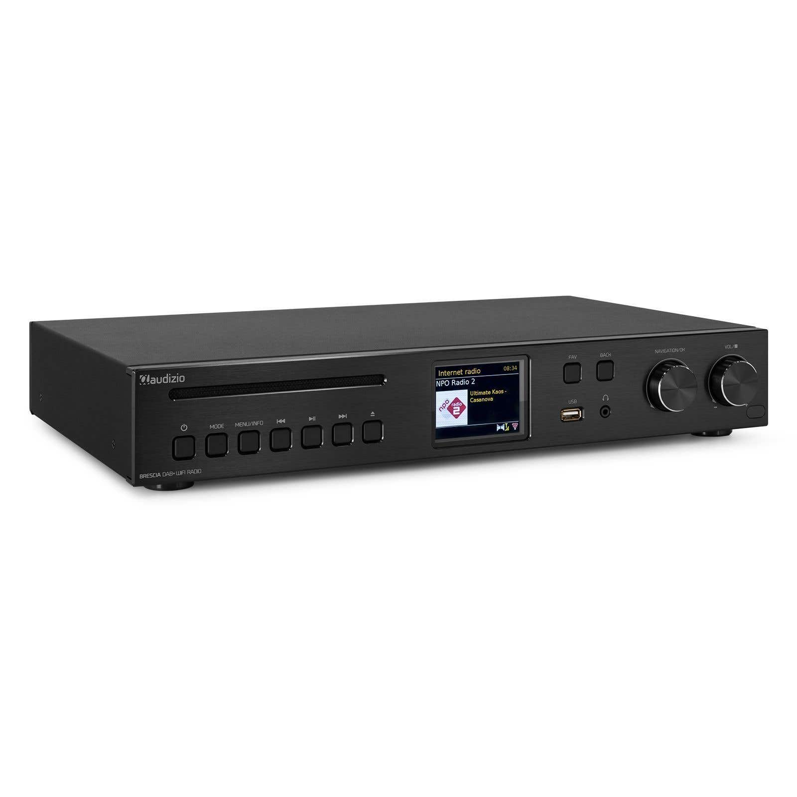 Audizio Brescia DAB radio en internetradio met Bluetooth, Spotify, cd, mp3 en 120W versterker - Zwart