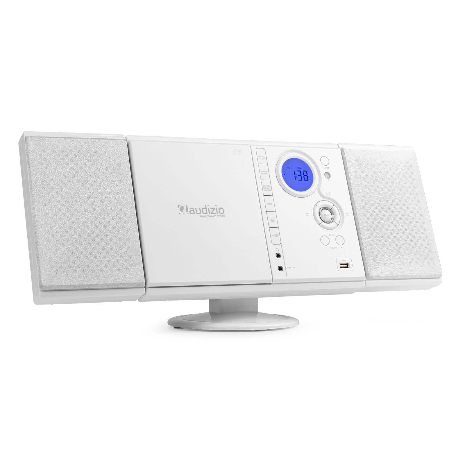 Audizio Reims Bluetooth stereo set met CD speler, radio en afneembare speakers - 40W - Wit