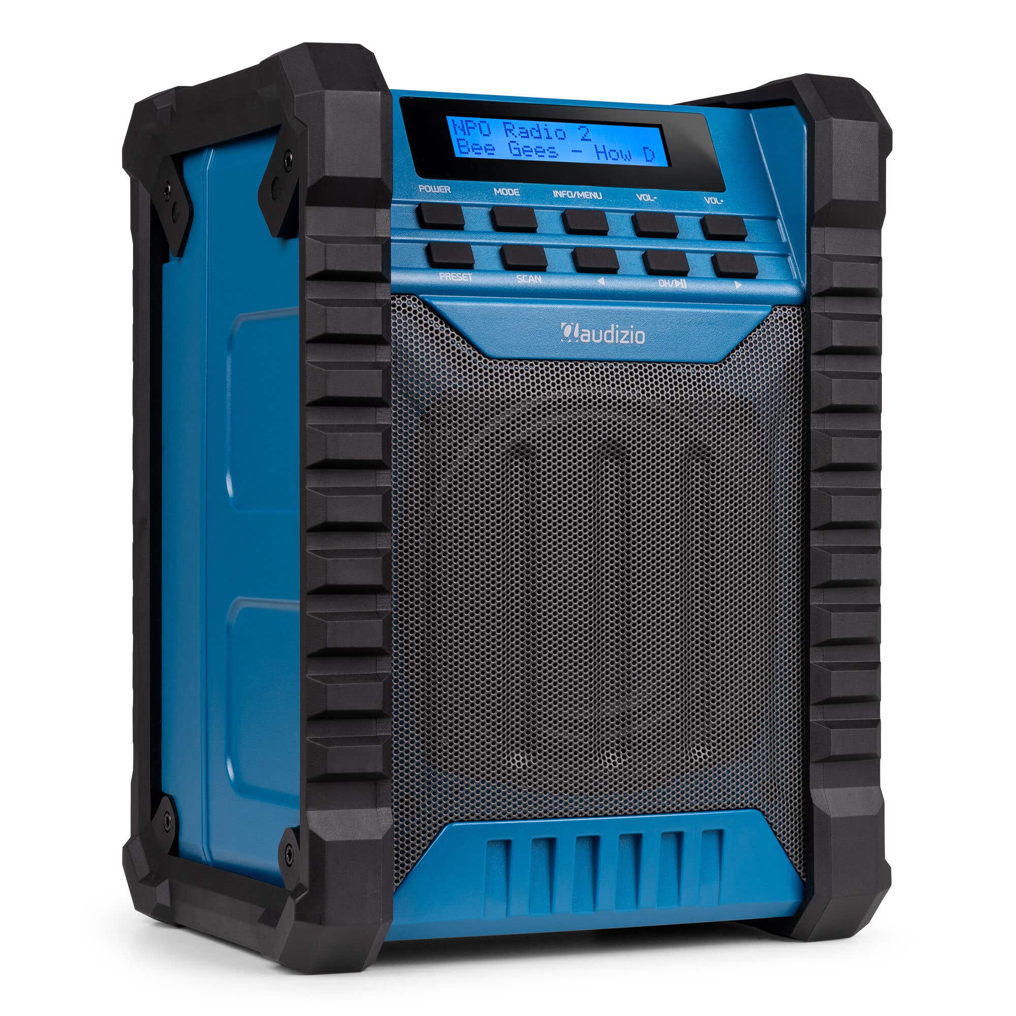 Retourdeal - Audizio Jobsite bouwradio op accu - Werkradio met Bluetooth en antenne - DAB+ en FM - IP54 - 100W