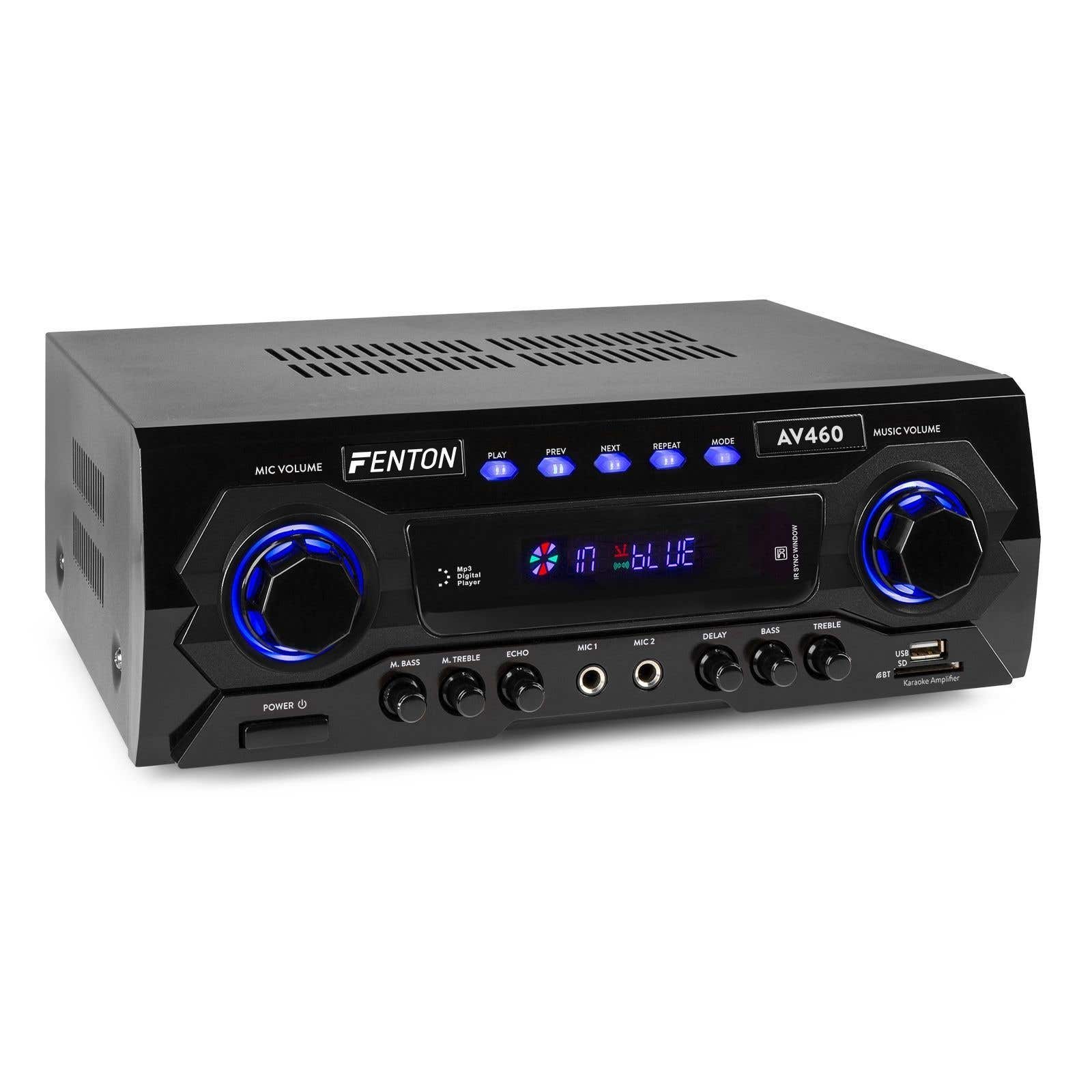 Fenton AV460 karaoke versterker met Bluetooth, mp3 speler, echo en equalizer
