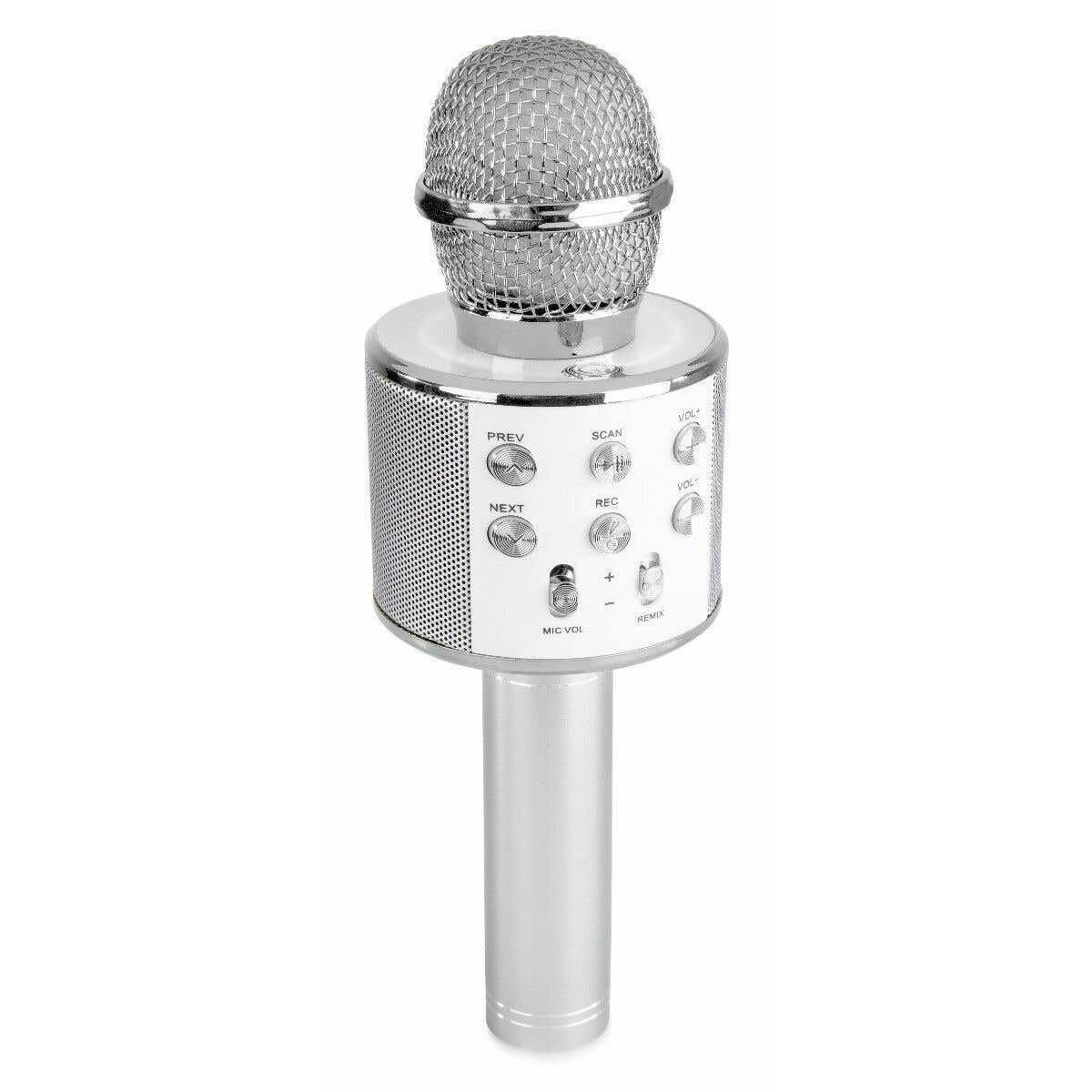 MAX KM01 Karaoke microfoon met ingebouwde speaker, Bluetooth en mp3 - Zilver