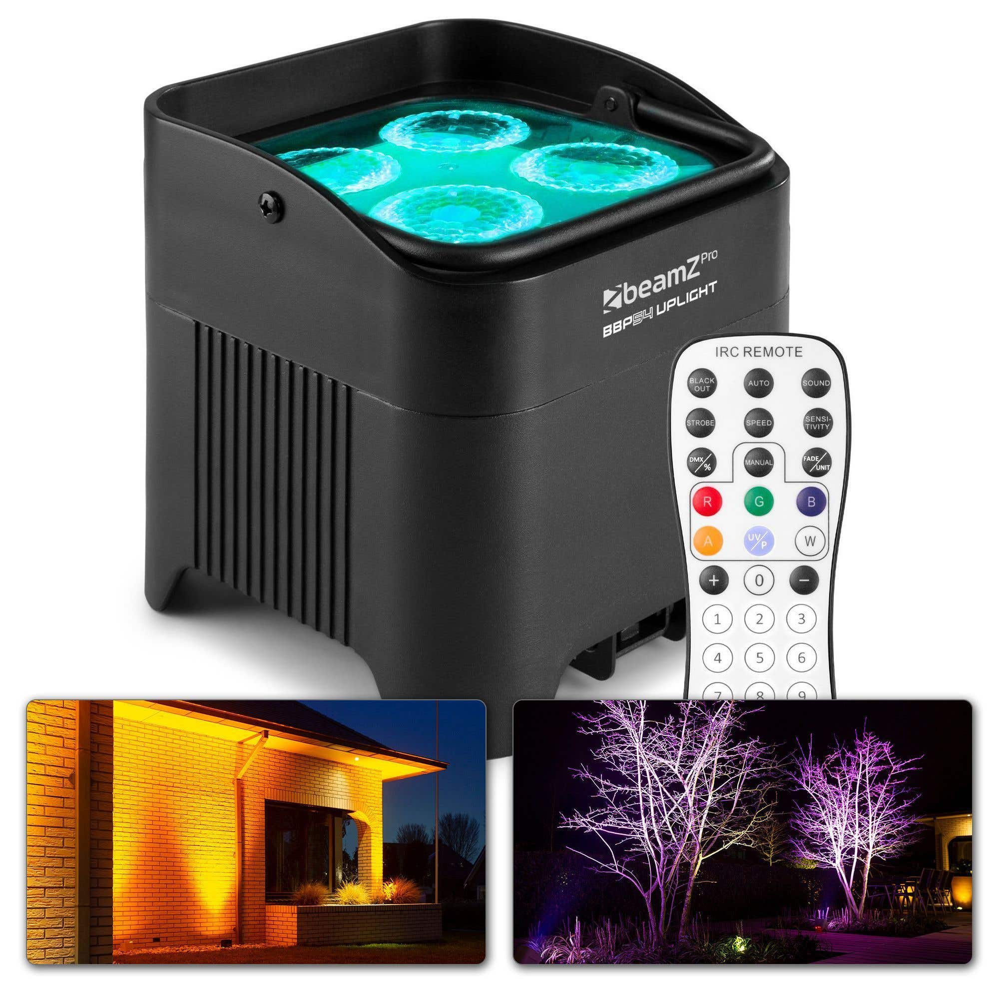 BeamZ BBP54 accu Uplighter met 4x 12W LED's - Spatwaterdicht (IP54)