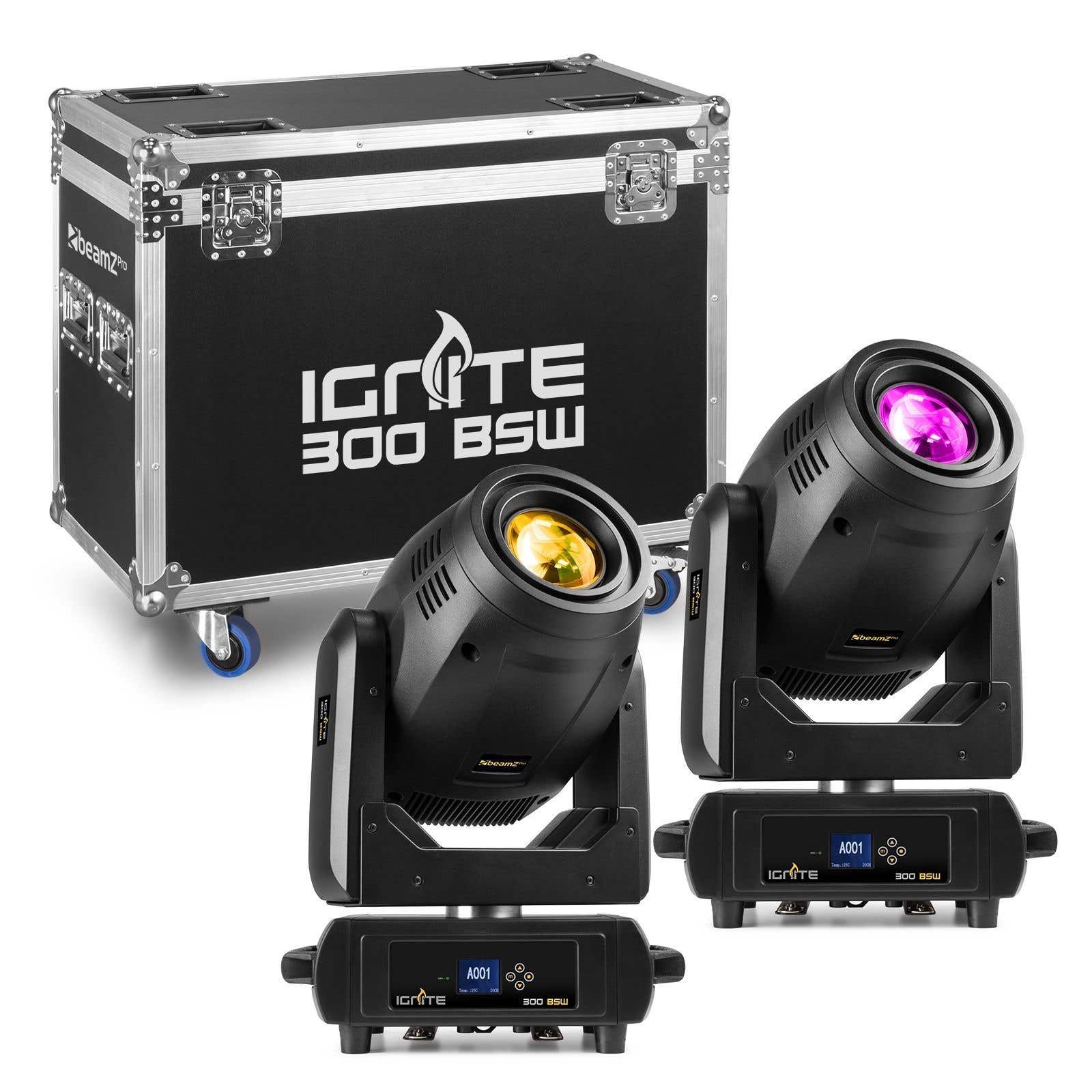 BeamZ IGNITE300LED - Set van 2 LED moving heads (beam, spot en wash) in flightcase - 300W LED