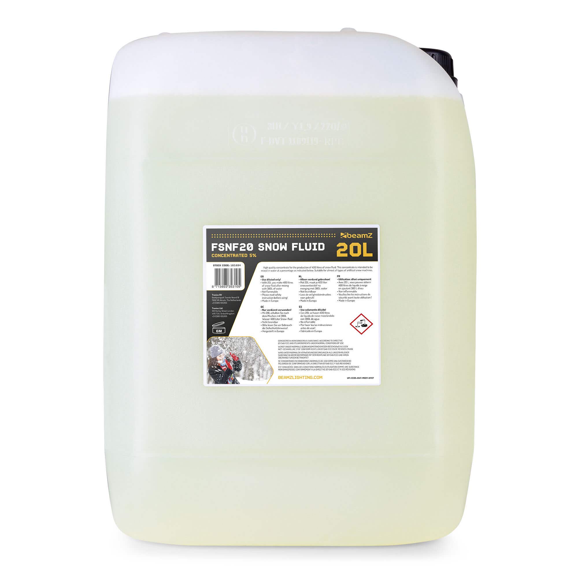 BeamZ 20 liter sneeuwvloeistof concentraat 5% - Voor sneeuwmachines