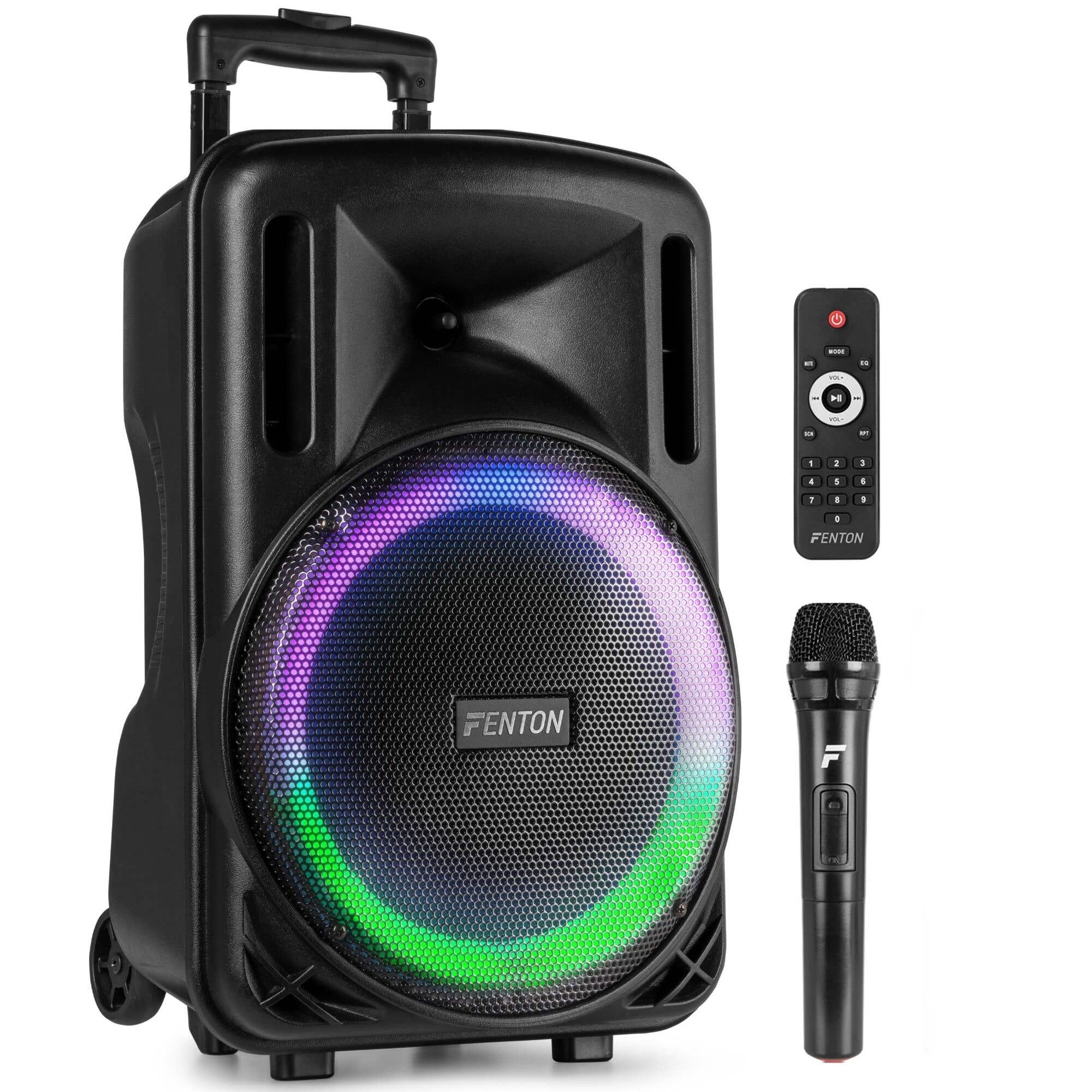 Fenton FT12LED MK2 party speaker met Bluetooth - Karaoke speaker met microfoon - 12 inch - 700W
