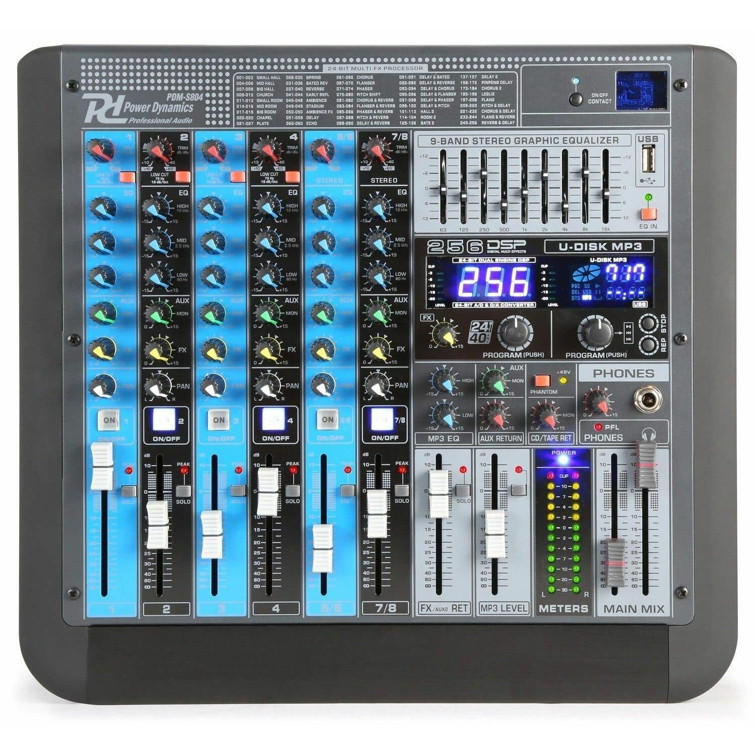 Power Dynamics PDM-S804 professionele 8 kanaals mixer