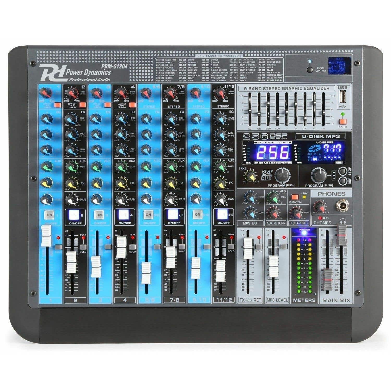 Power Dynamics PDM-S1204 professionele 12 kanaals mixer