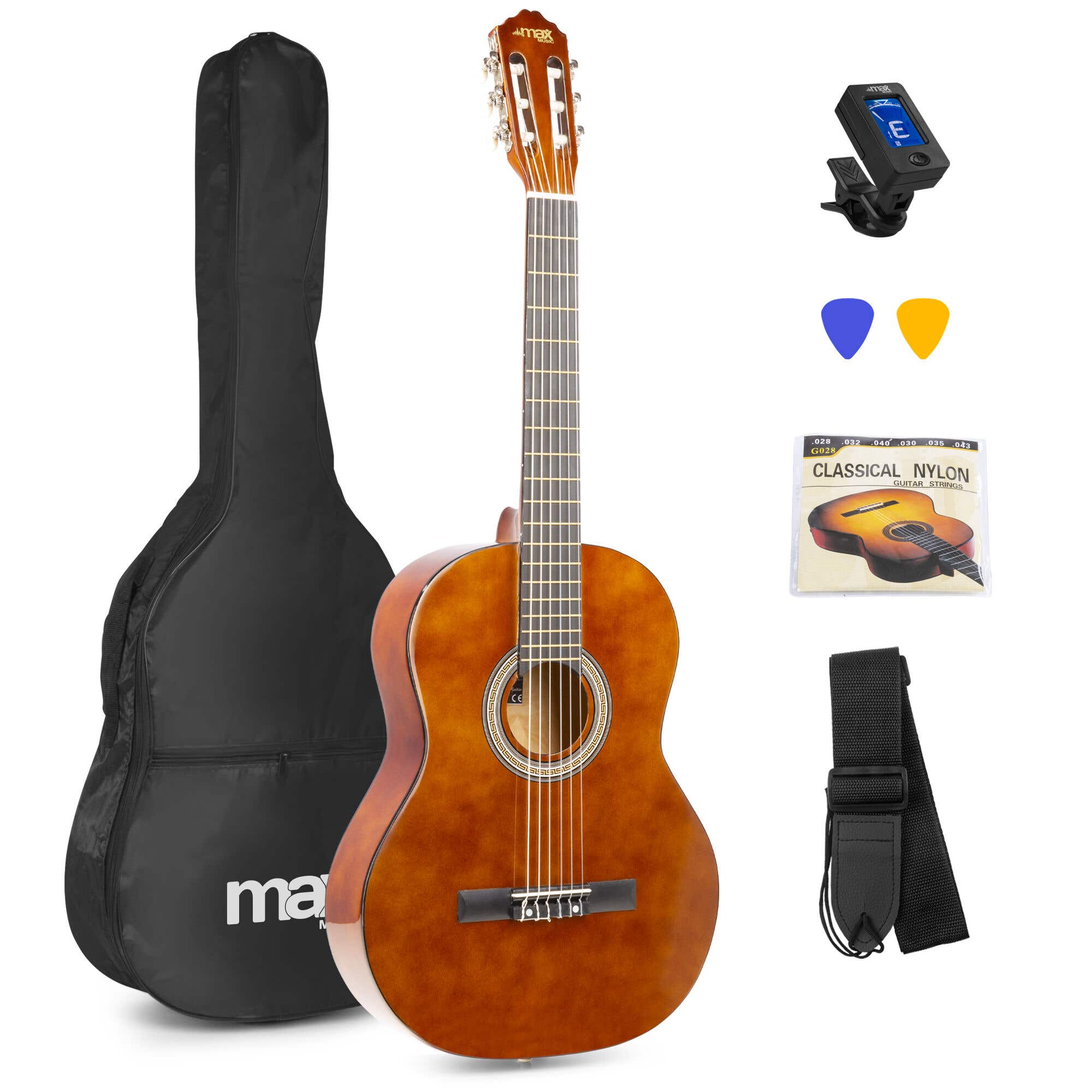 MAX SoloArt klassieke akoestische gitaar (39") starterset - Bruin (hout)