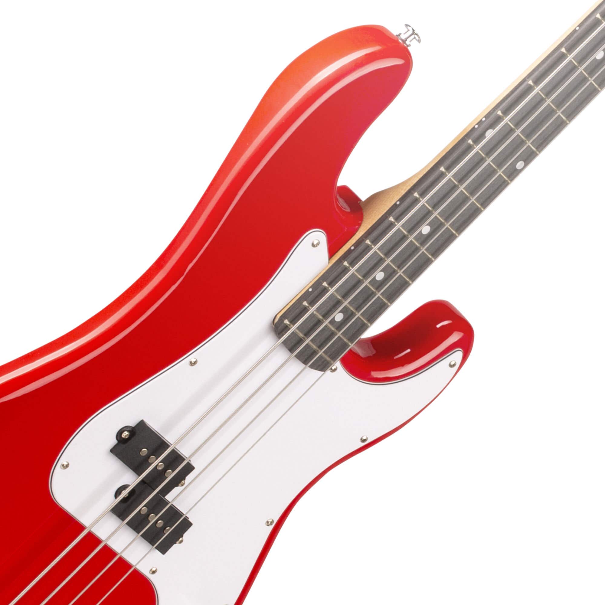 Max Gigkit Basgitaar met 40 Watt versterker - Gitaarstandaard - Gitaartas - Rood