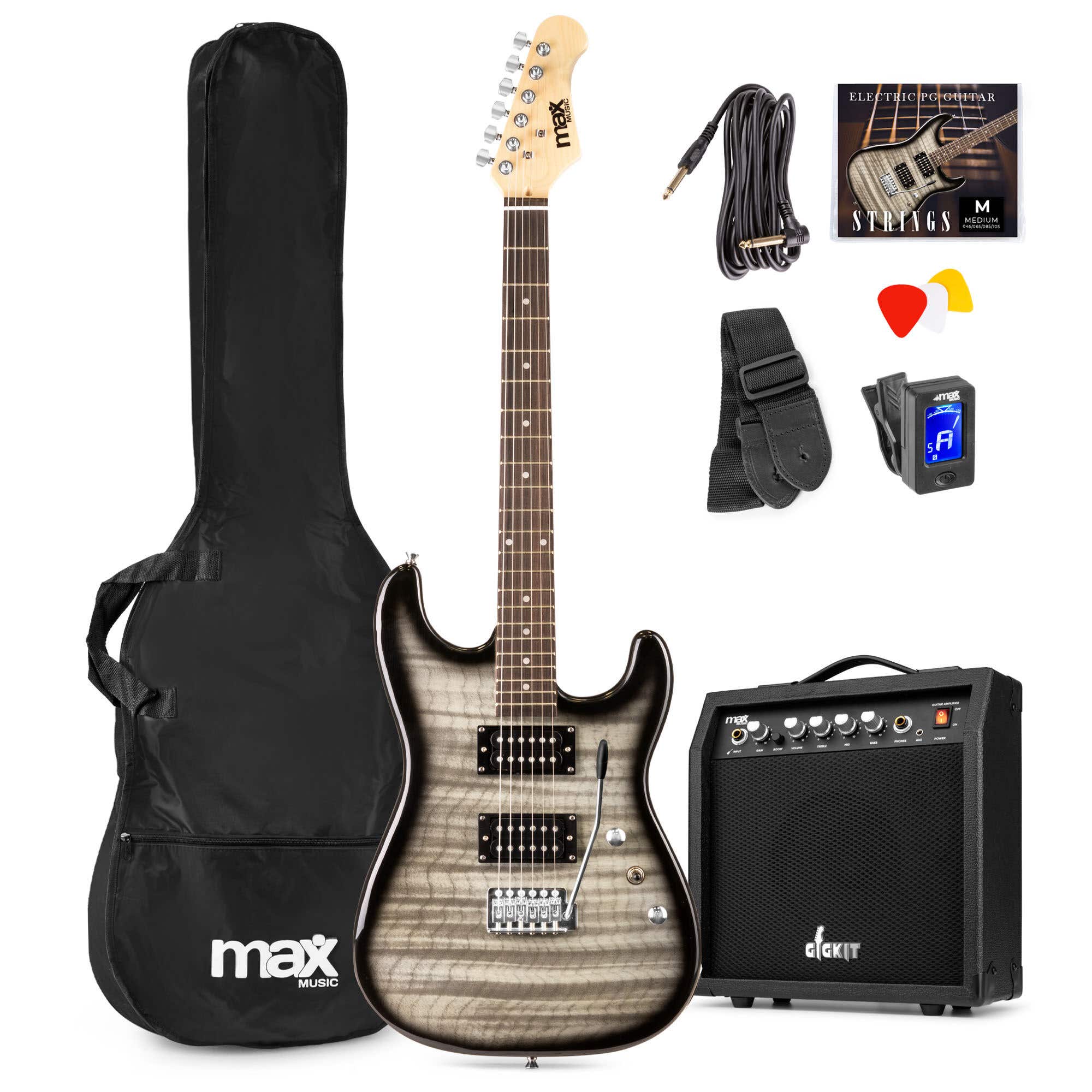 Max GigKit Elektrische gitaar met 40 Watt versterker en accessoires - Zwart