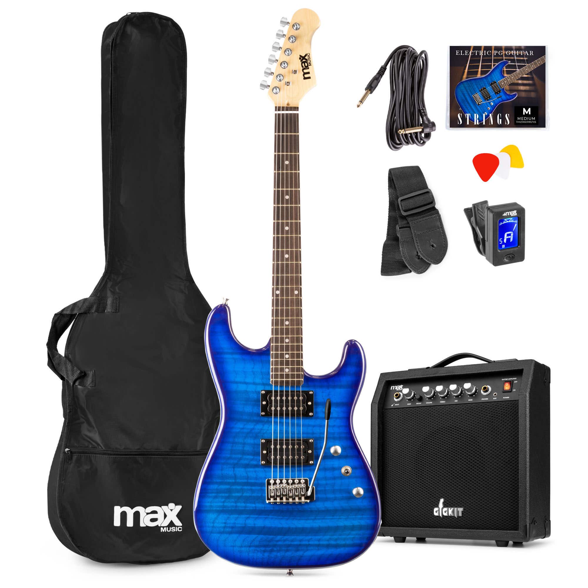 Max GigKit Elektrische gitaar met 40 Watt versterker en accessoires - Donker blauw