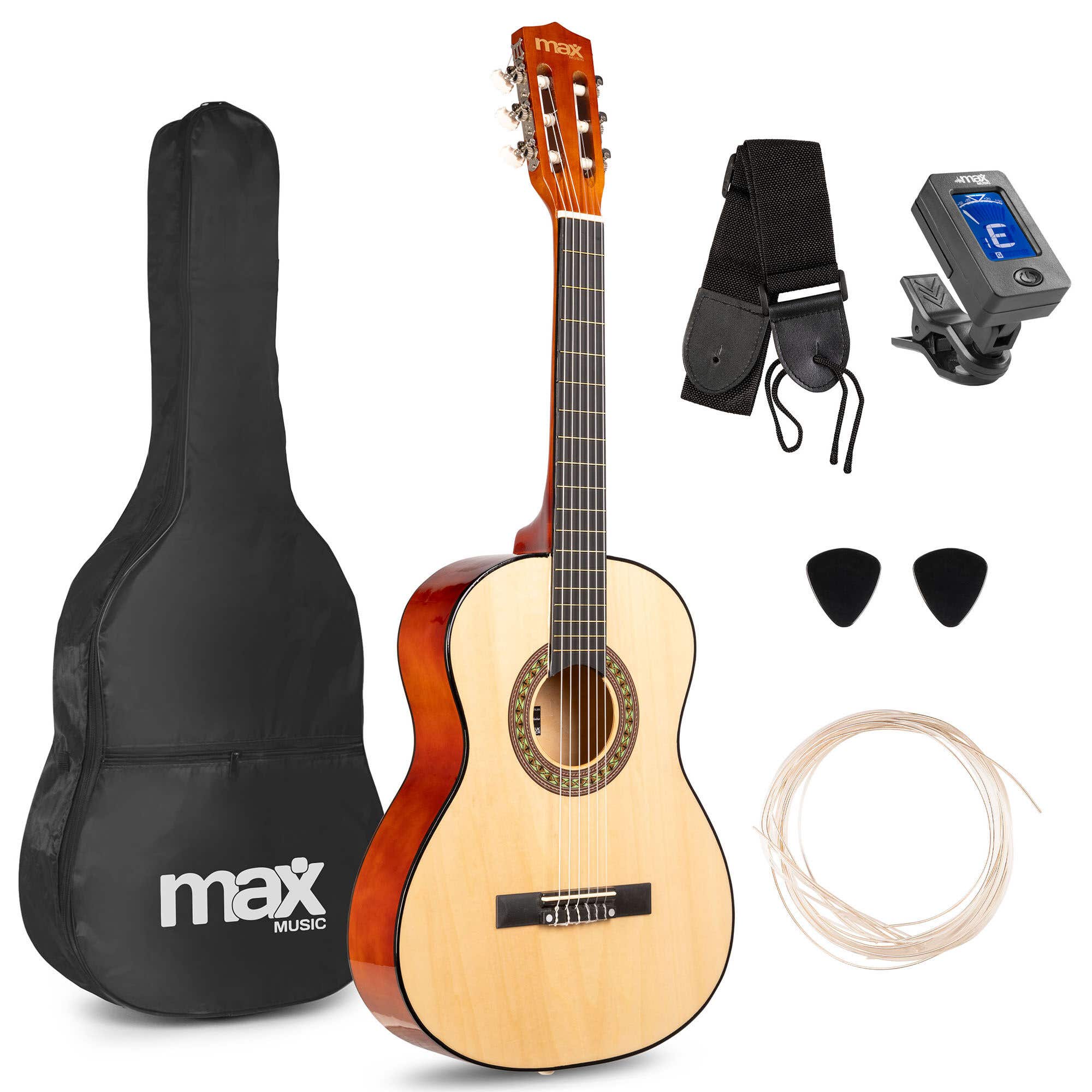 MAX SoloArt Junior 3/4 - Akoestische kindergitaar - Complete starterset met accessoires - Hout 