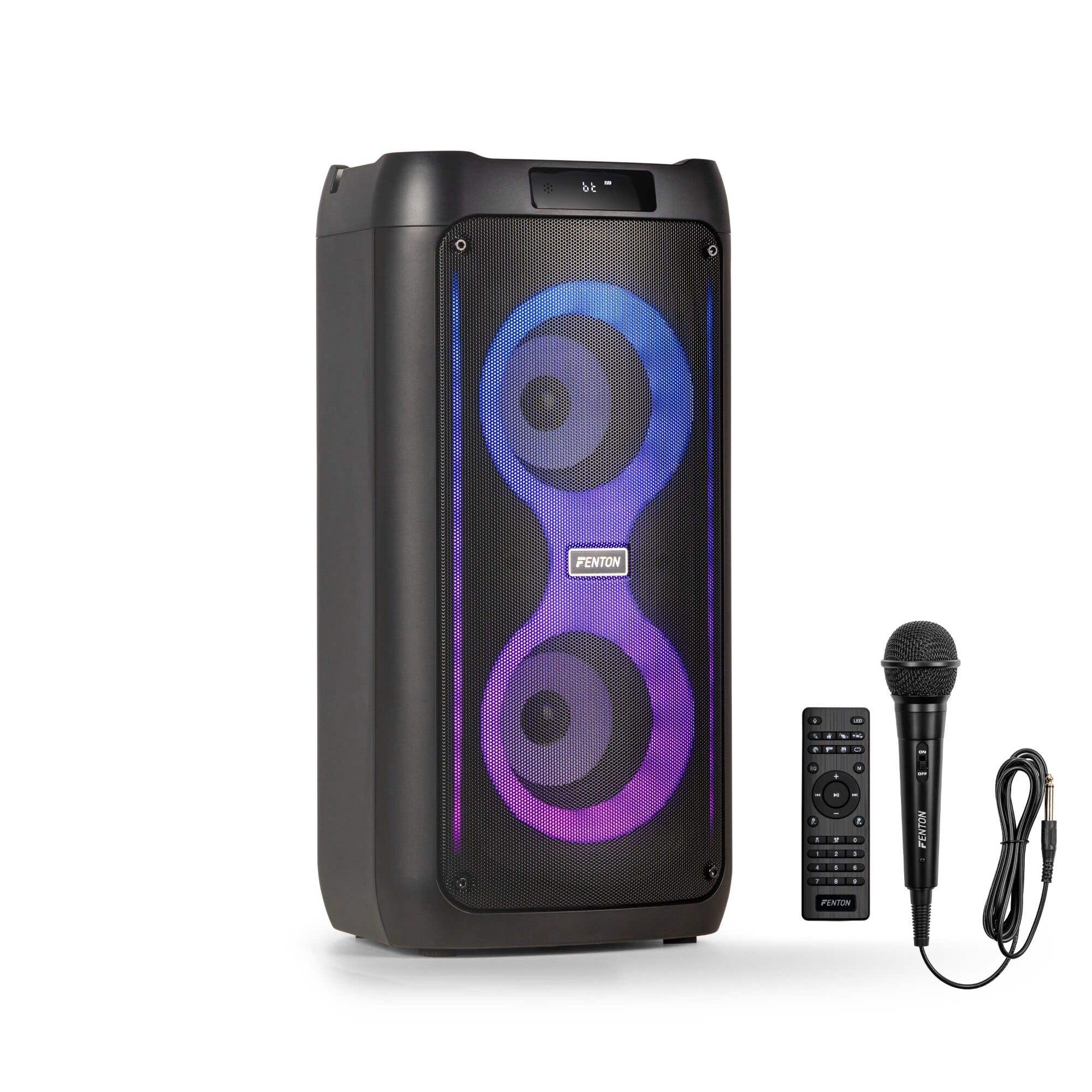 Retourdeal - Fenton Core80 party box - Bluetooth speaker met lichteffecten - Portable speaker met microfoon - 80W