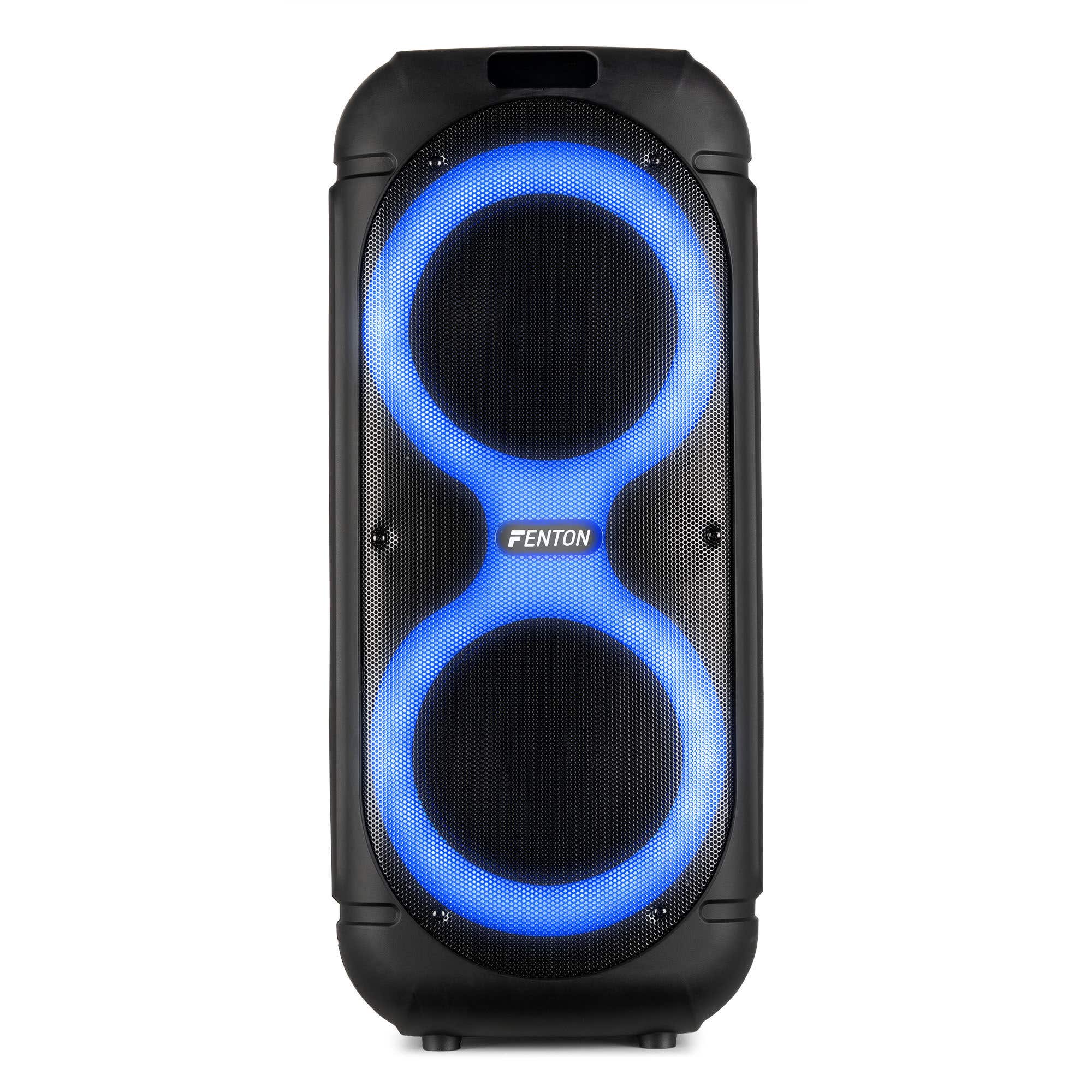 Fenton Track510 Partybox - Party speaker met LED’s en 2x 8 inch woofers - Inclusief 2 microfoons - 160W