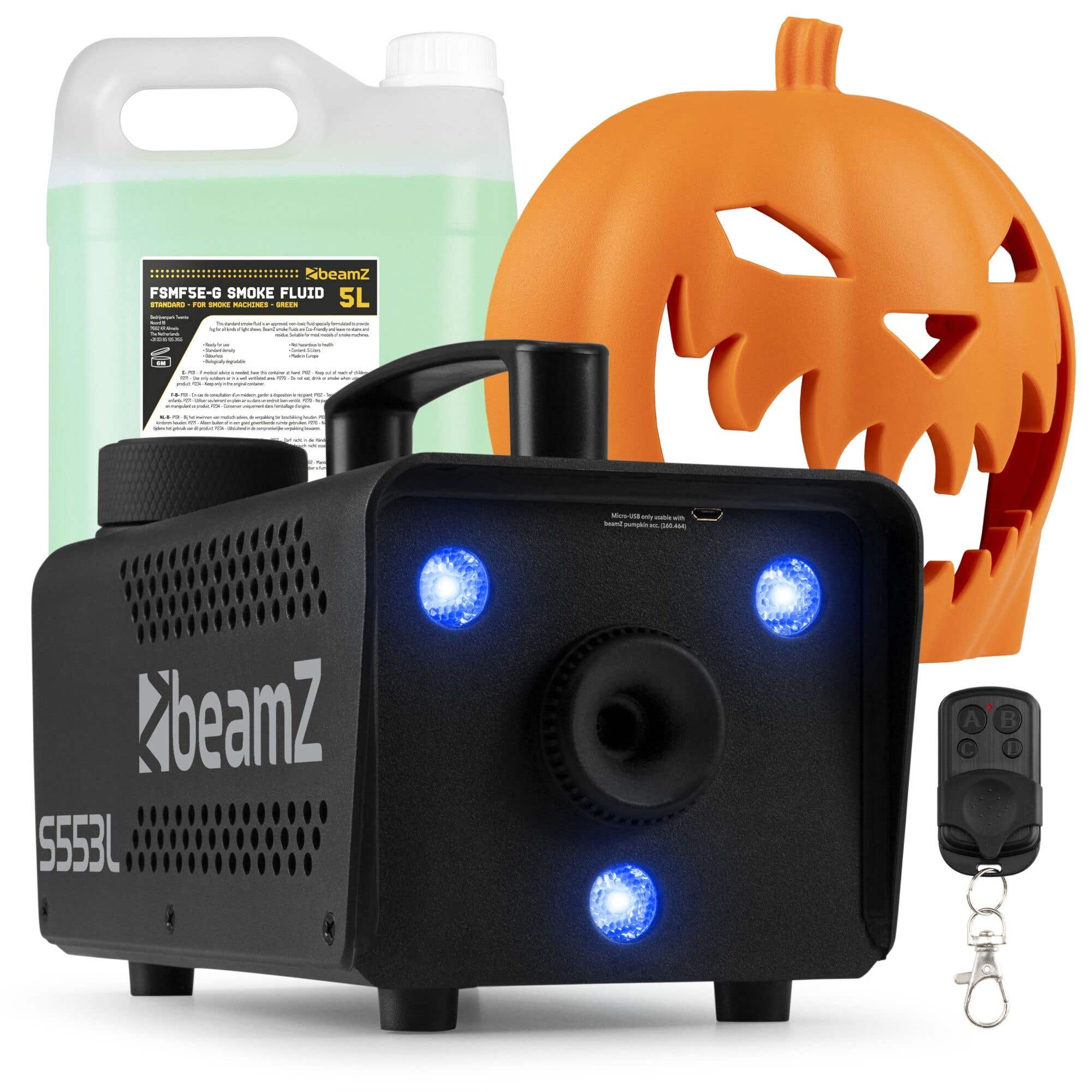 BeamZ Rookmachine Halloween - Pompoen met lichteffecten en 5 liter vloeistof - Voor Halloweenfeesten