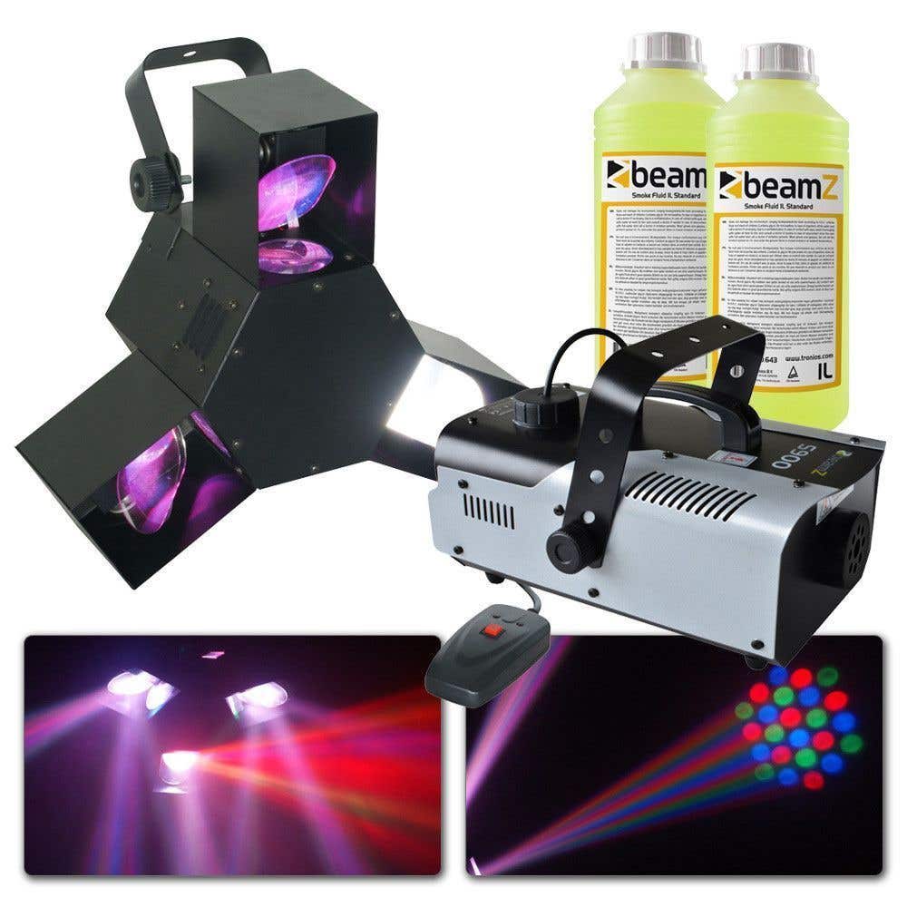 BeamZ Triple flex LED Effect en S900 rookmachine met 2 liter rookvloeistof