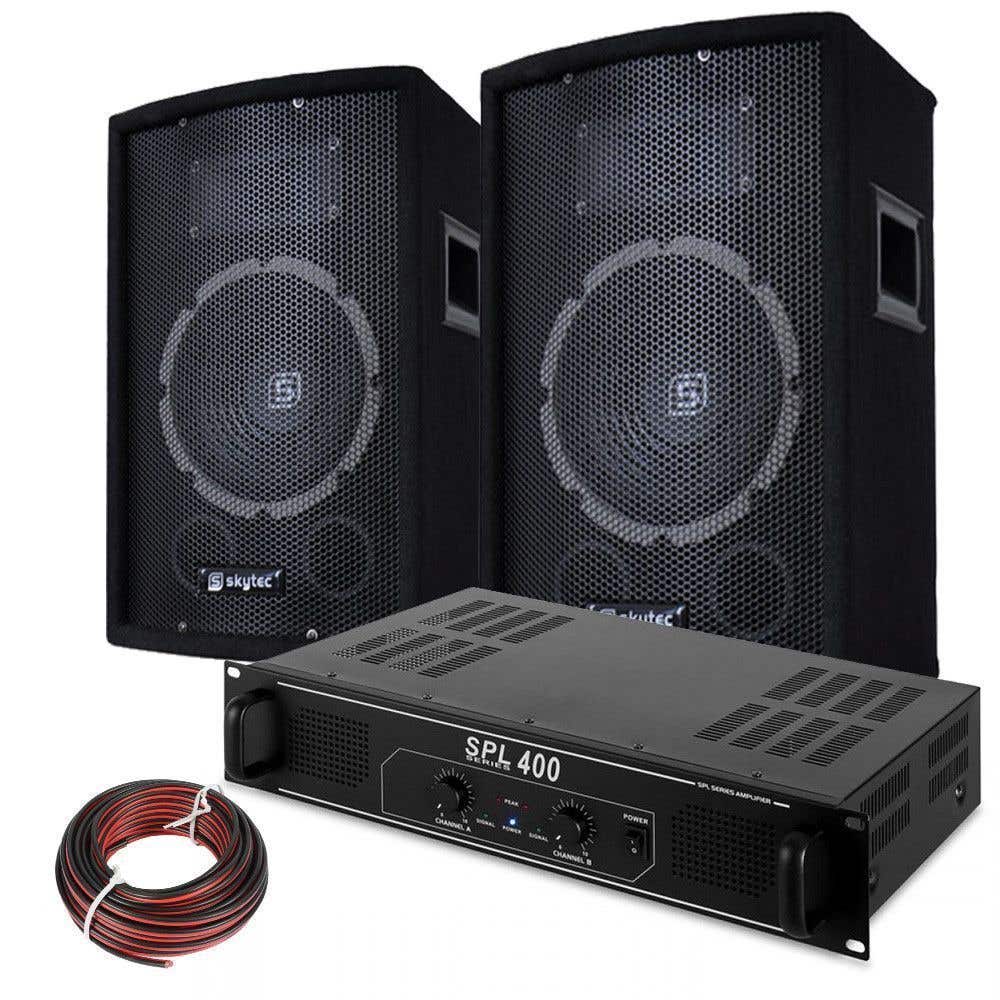 SkyTec DJ Luidspreker en Versterker combinatie 400W