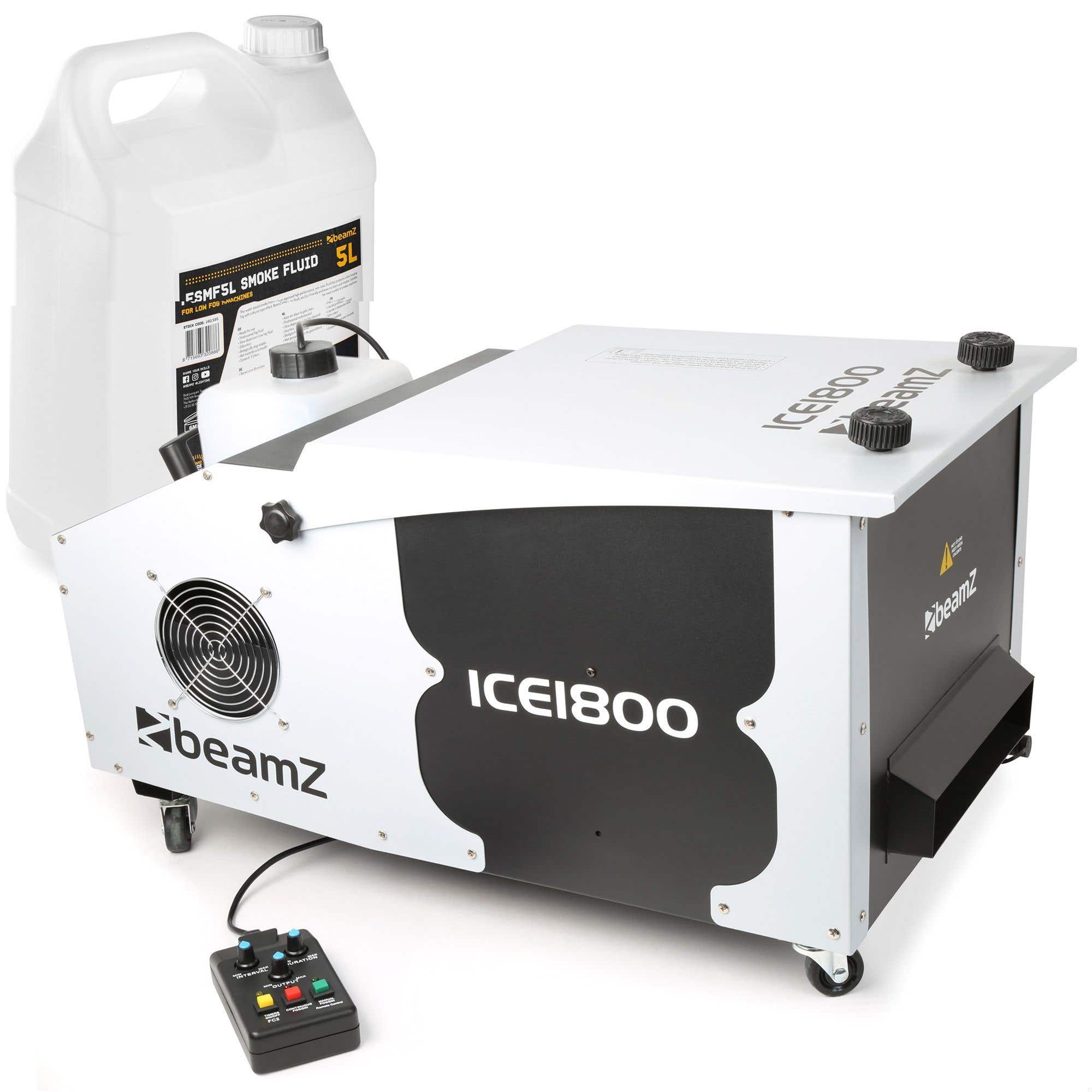 BeamZ ICE1800 rookmachine laaghangende rook met 5 liter rookvloeistof