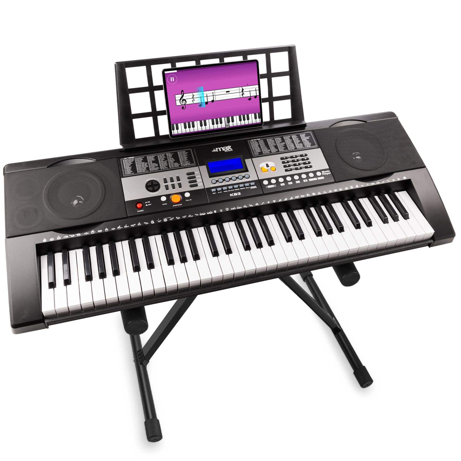 MAX KB3 keyboard met 61 aanslaggevoelige toetsen en keyboardstandaard