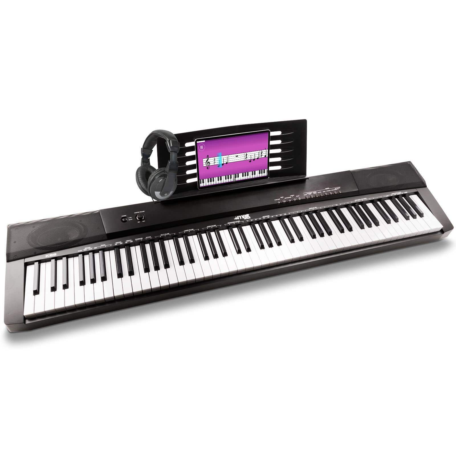 MAX KB6 digitale piano met 88 aanslaggevoelige toetsen en koptelefoon