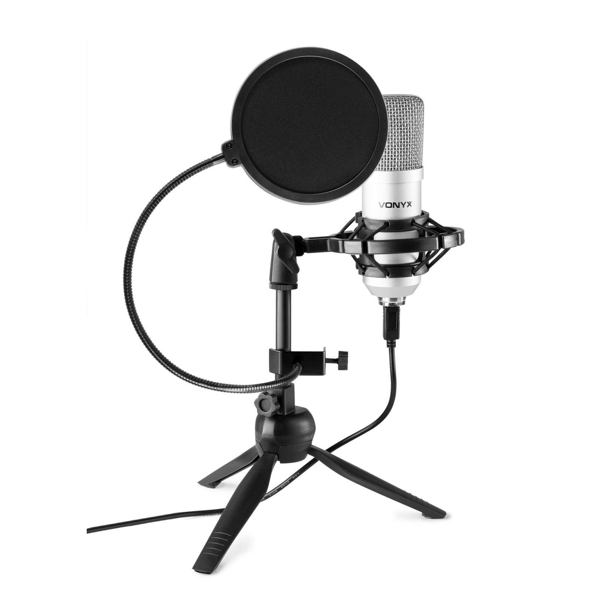 Vonyx CM300S USB studio microfoon met popfilter - Titanium
