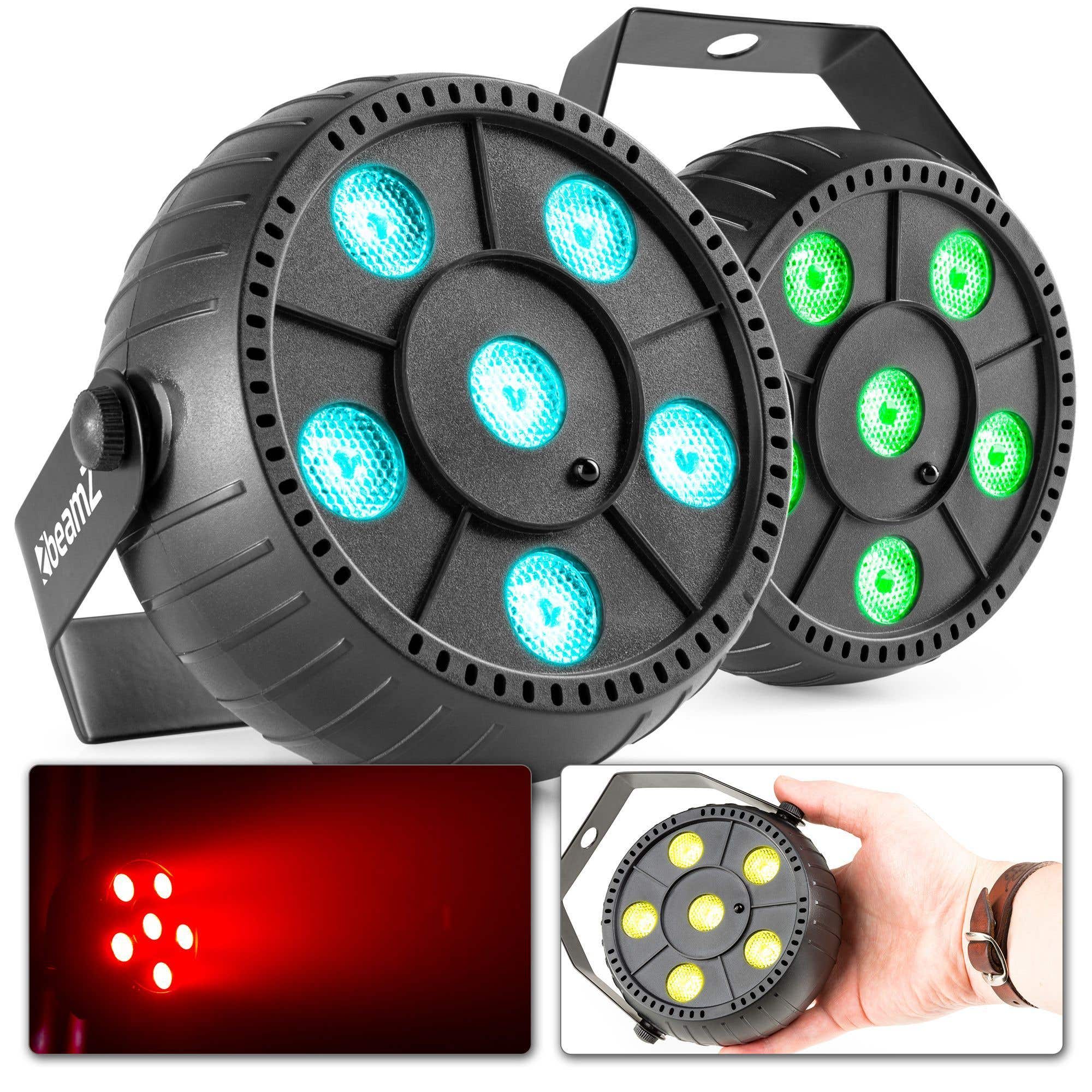BeamZ set van 2 PLP10 RGB LED PARS met ingebouwde accu en 6x 2W LED's