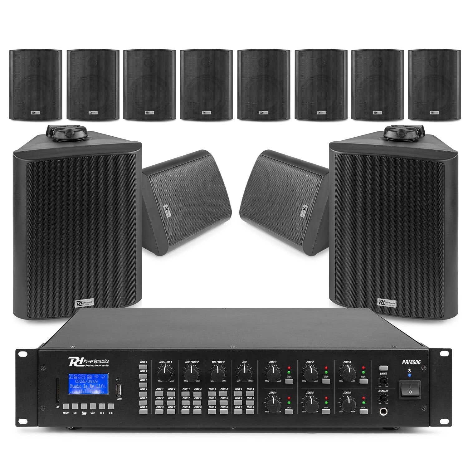 Power Dynamics installatie speakerset - uitgebreide set met 12x IPX5 waterdichte speakers - 100V