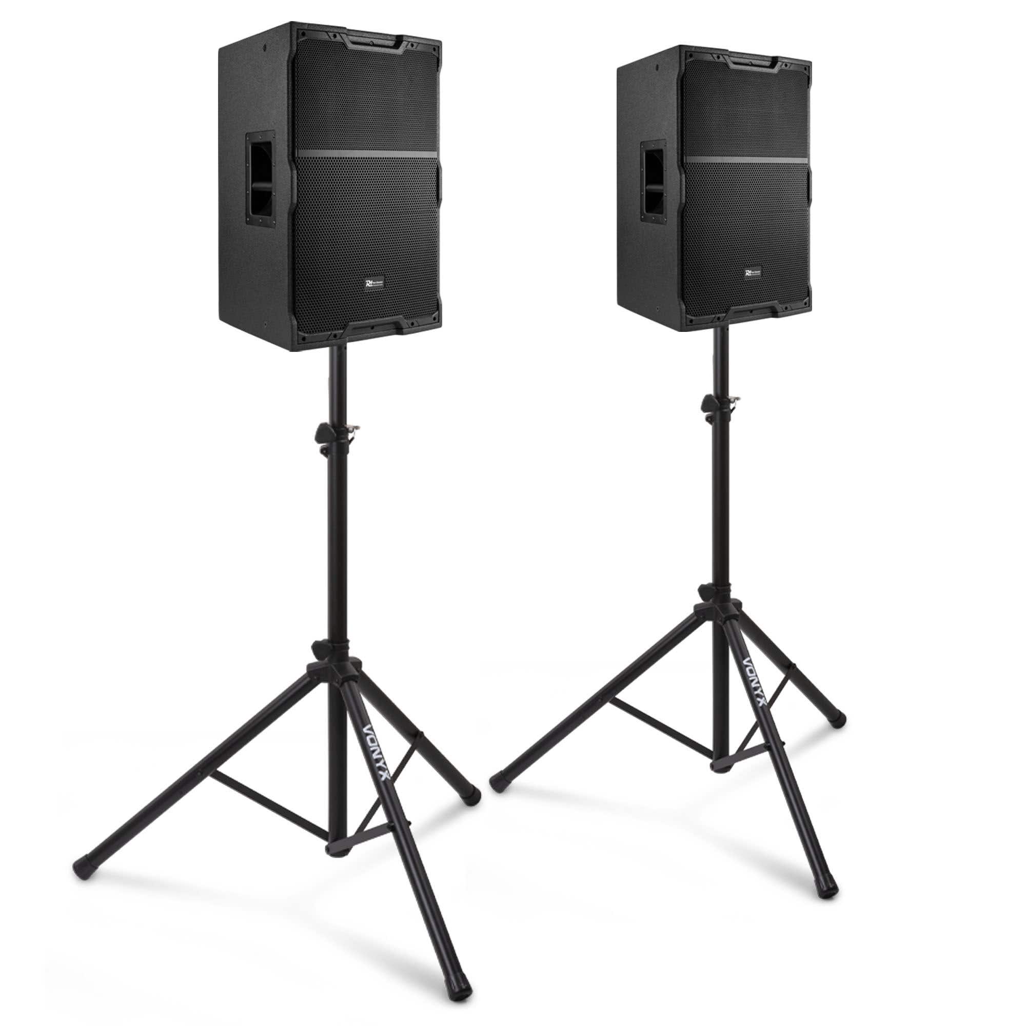 Power Dynamics PDY212A actieve speakerset met statieven - 12 inch - 1400W - Zwart