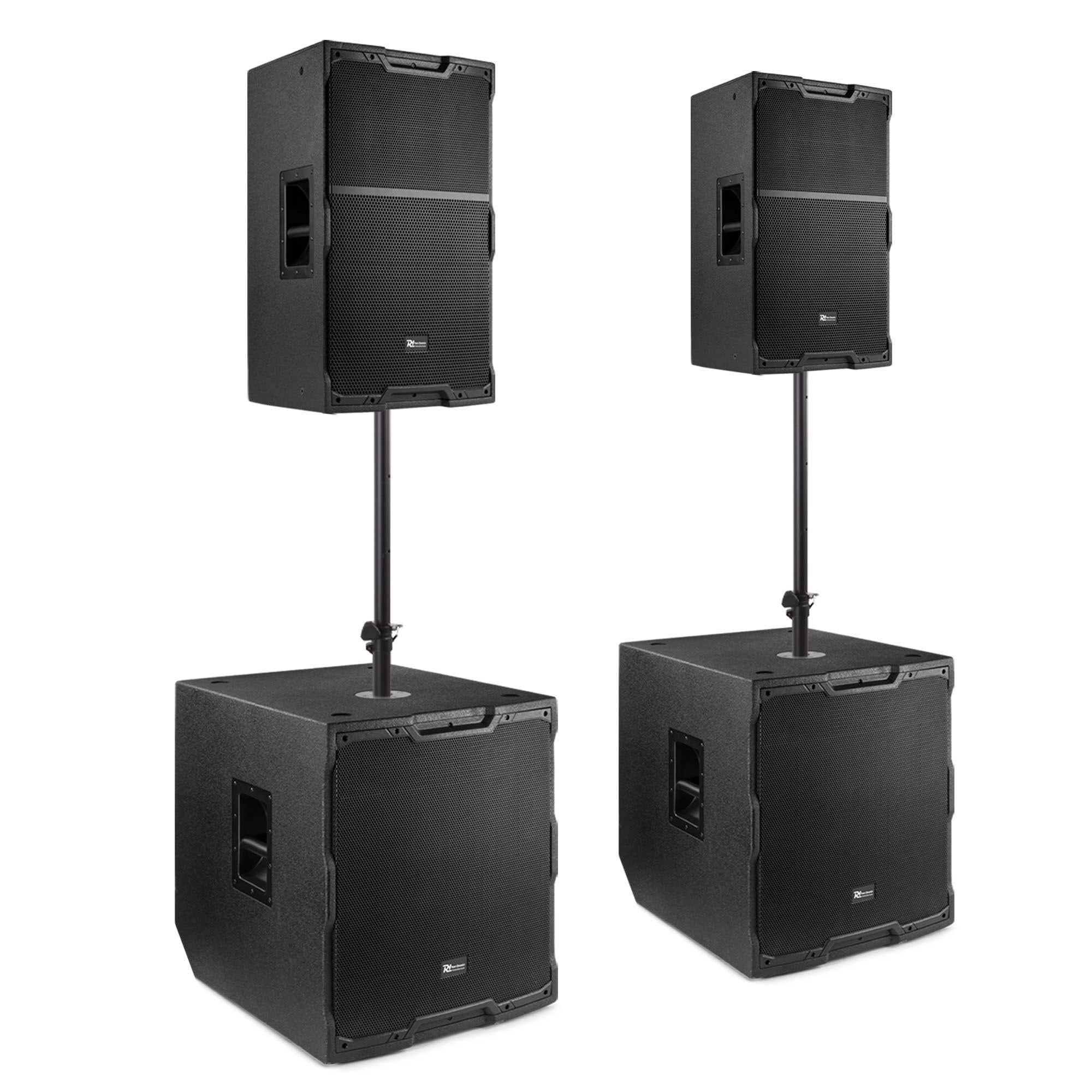 Power Dynamics PDY22-1 complete geluidsinstallatie 2.2 met 2 speakers, subs en tussenpalen - 3400W 