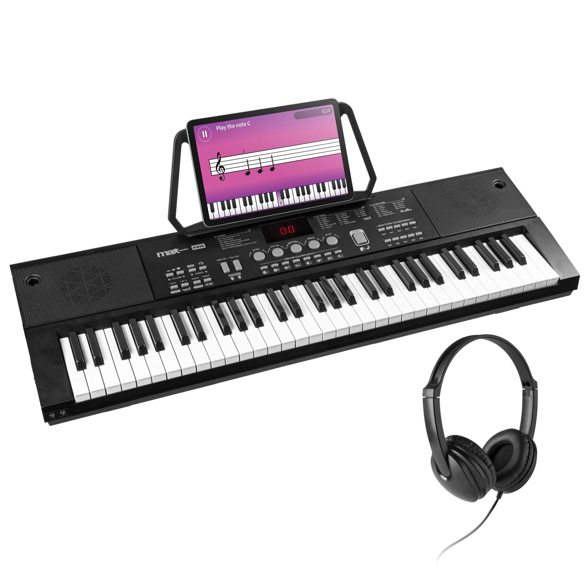 MAX KB15 Keyboard set met koptelefoon en bladmuziekhouder - Perfect voor beginners - Oplaadbare accu