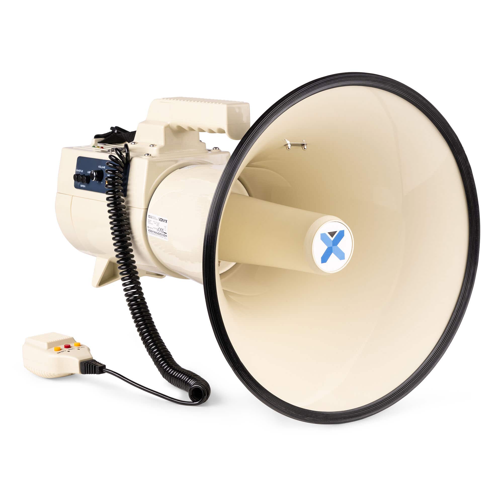 Retourdeal - Vonyx MEG150 Megafoon Pro - 200W Krachtige megafoon - Met sirene en afneembare microfoon - Beige