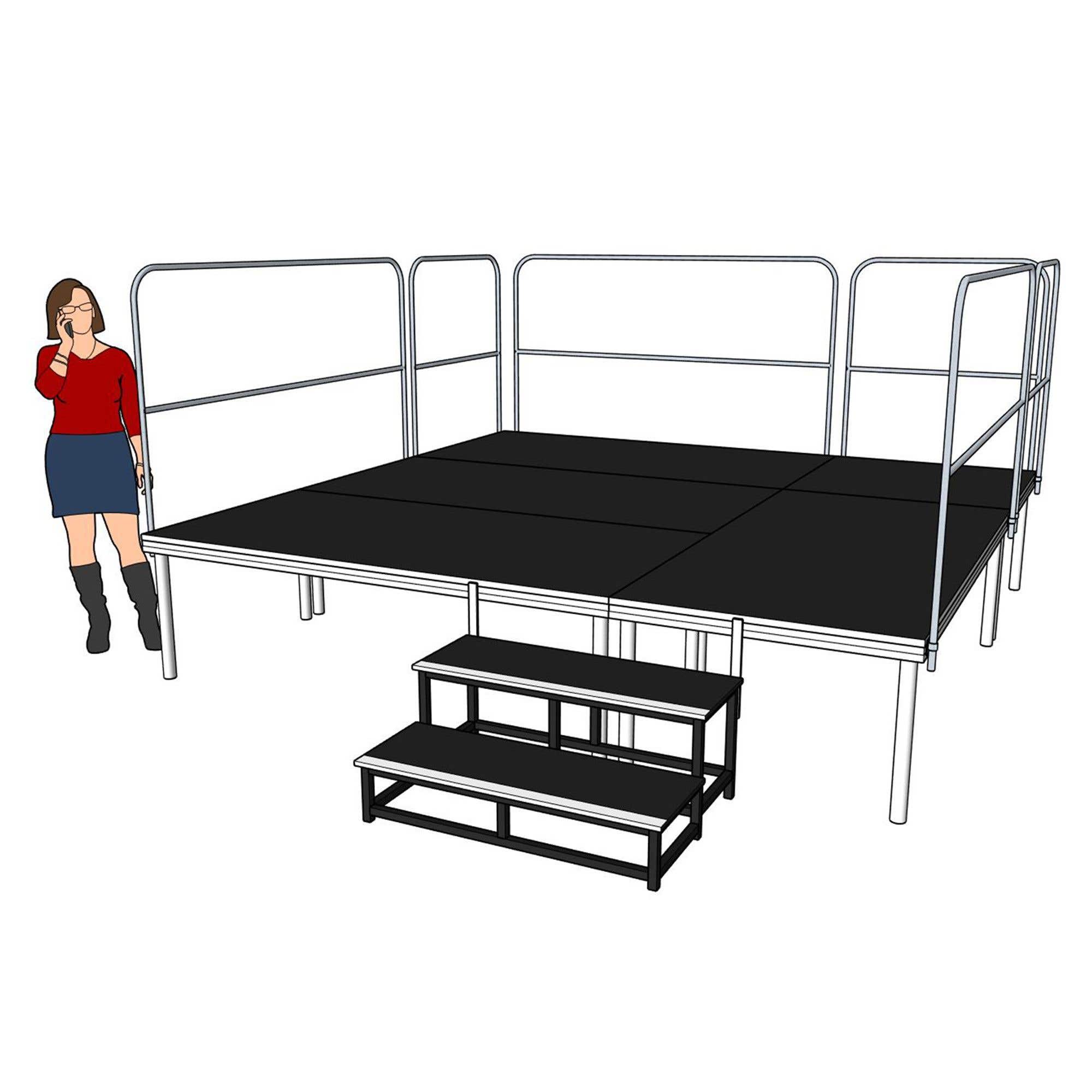 Compleet podium - 3x3 meter - hoogte 60cm incl. trap en balustrade