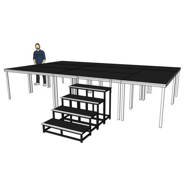 Compleet podium - 5x3 meter - hoogte 100cm incl. trap