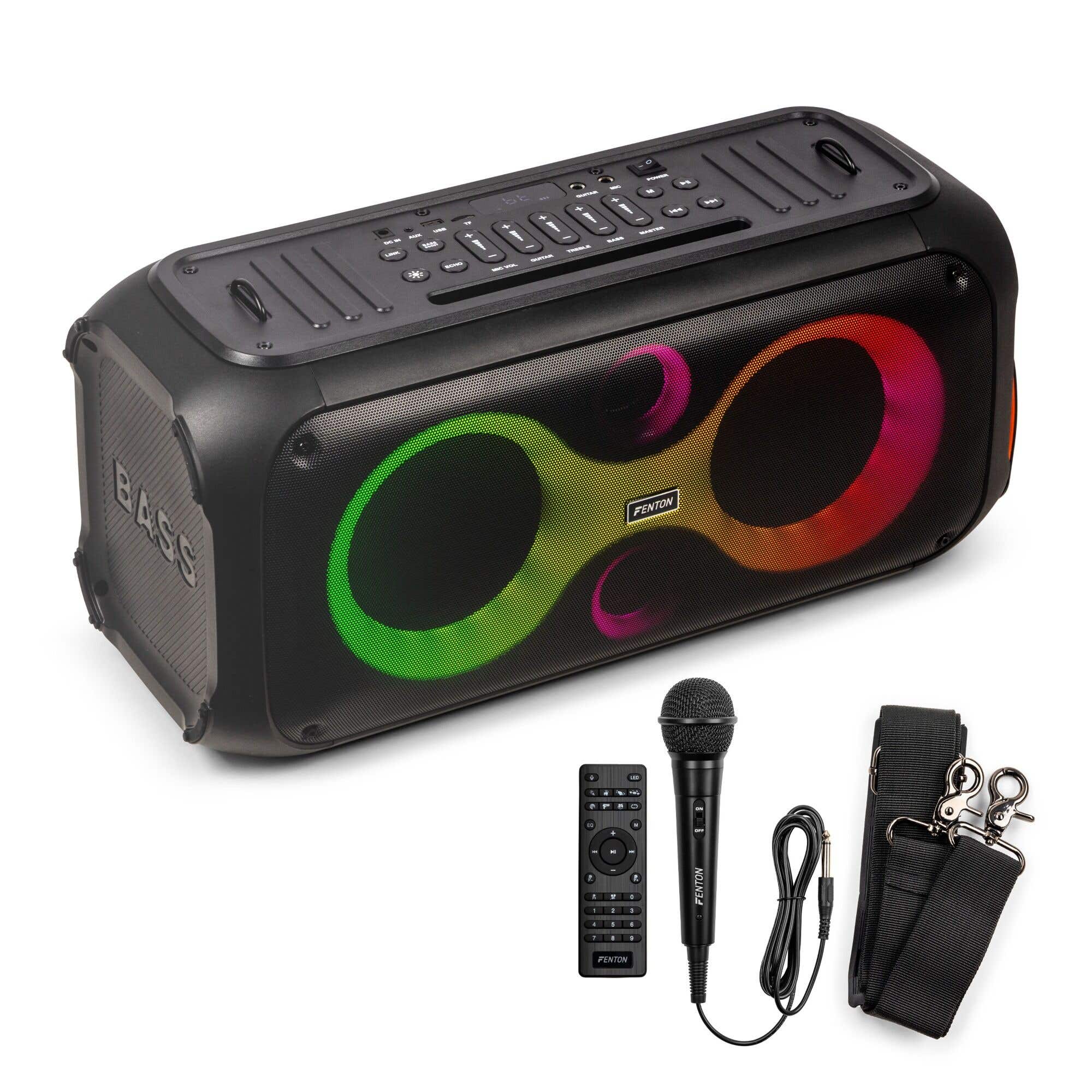 Fenton Core120 party box - Bluetooth speaker met lichteffecten - Portable speaker met schouderband 