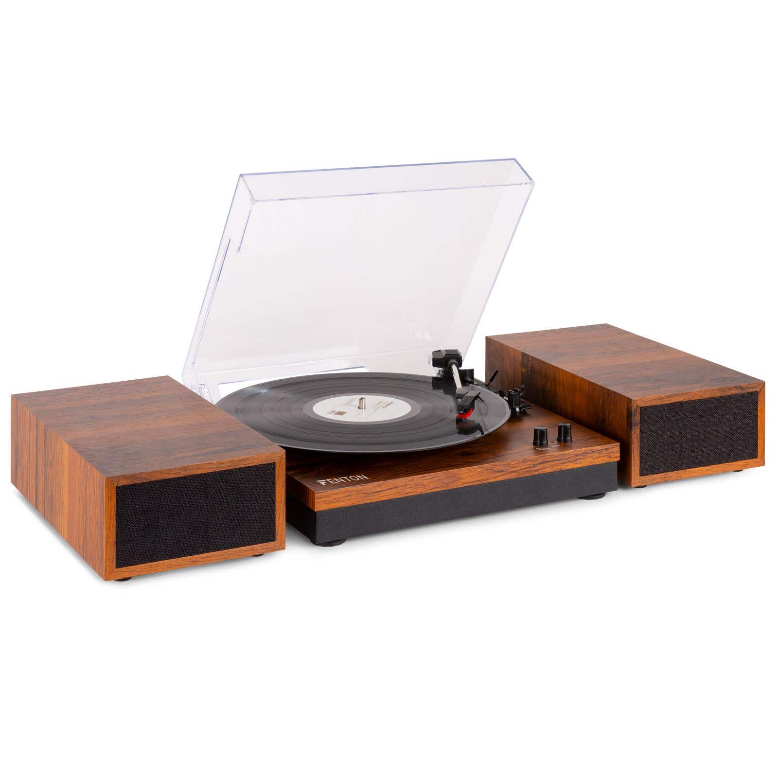 Fenton RP165 retro platenspeler met Bluetooth en speakers - Bruin (hout)