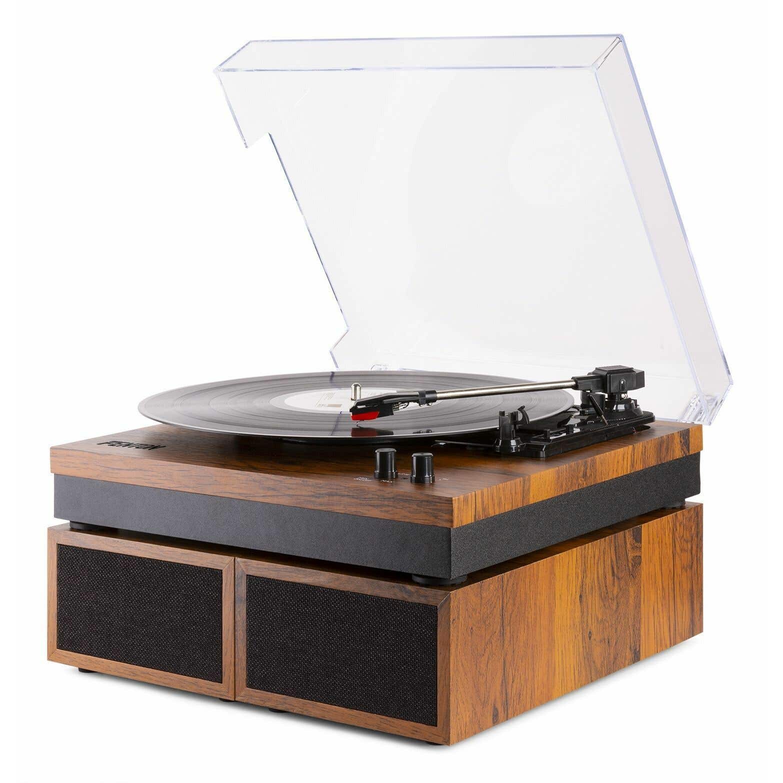 Fenton RP165 retro platenspeler met Bluetooth en speakers - Bruin (hout)
