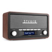 Retourdeal - Audizio Foggia retro DAB+ radio met Bluetooth - Stereo draagbare radio met alarm - 50W - Grijs