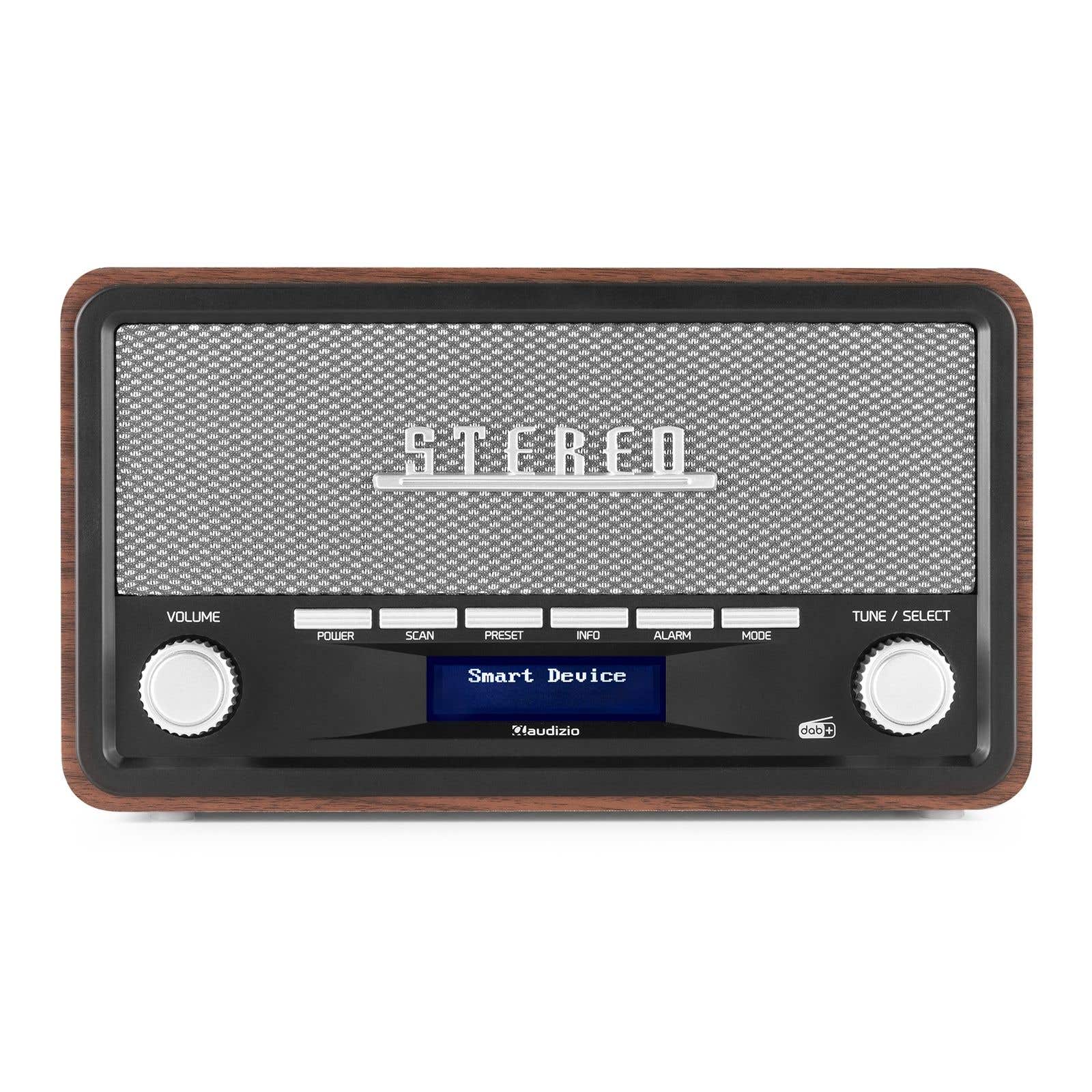 Audizio Foggia retro DAB+ radio met Bluetooth - Stereo draagbare radio met alarm - 50W - Grijs