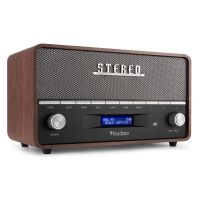 Audizio Corno retro DAB+ radio met Bluetooth - Stereo draagbare radio met alarm - 60W - Grijs