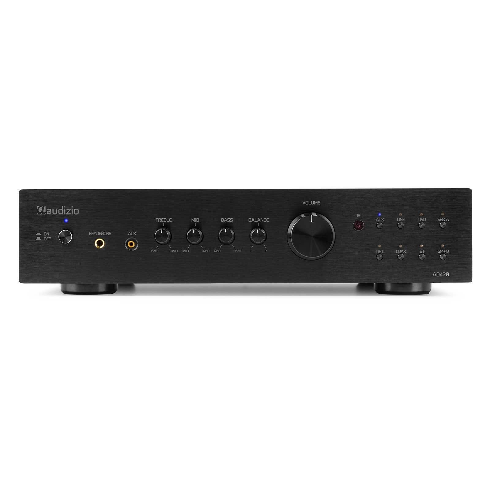 Audizio AD420B stereo versterker - 4-kanaals hifi versterker met Bluetooth - Zwart