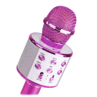 MAX KM01 Karaoke microfoon met ingebouwde speaker, Bluetooth en mp3 - Roze