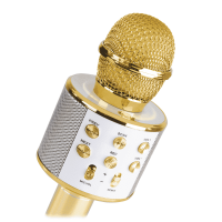 MAX KM01 Karaoke microfoon met ingebouwde speaker, Bluetooth en mp3 - Goud