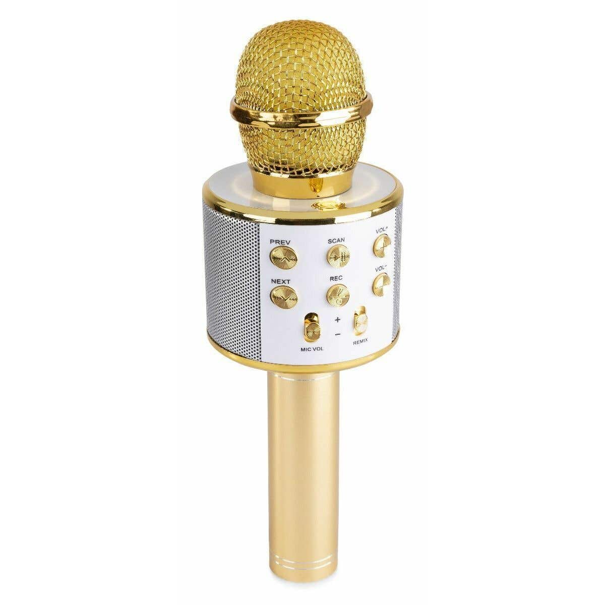 MAX KM01 Karaoke microfoon met ingebouwde speaker, Bluetooth en mp3 - Goud