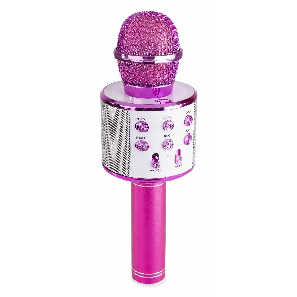 MAX KM01 Karaoke microfoon met ingebouwde speaker, Bluetooth en mp3 - Roze