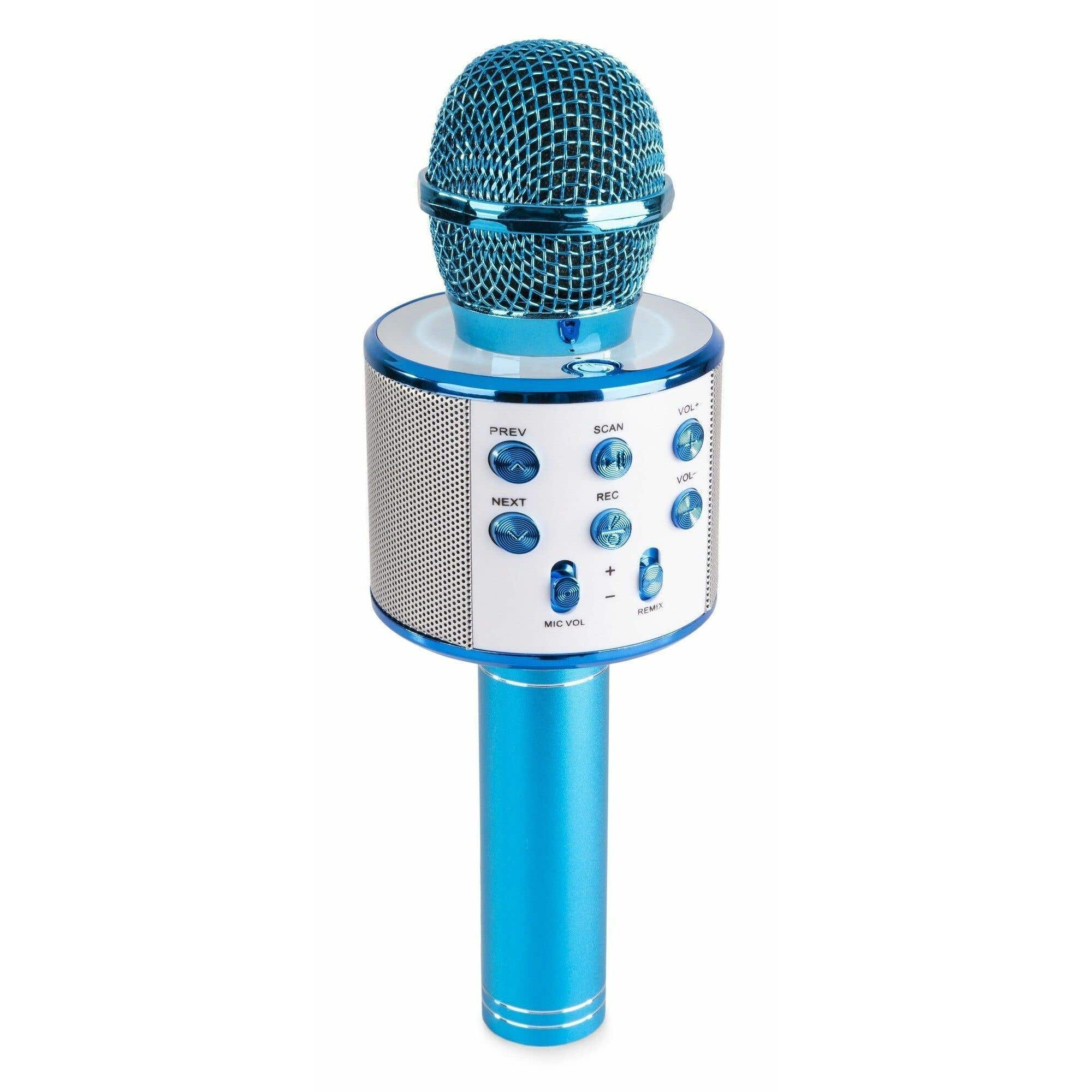 MAX KM01 Karaoke microfoon met ingebouwde speaker, Bluetooth en mp3 - Blauw