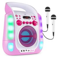 Fenton SBS30P draagbare karaoke set met Bluetooth, CD+G en microfoons - Roze